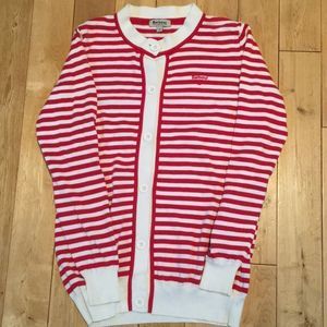 Women’s Barbour Red Striped Cardigan Sweater US 12